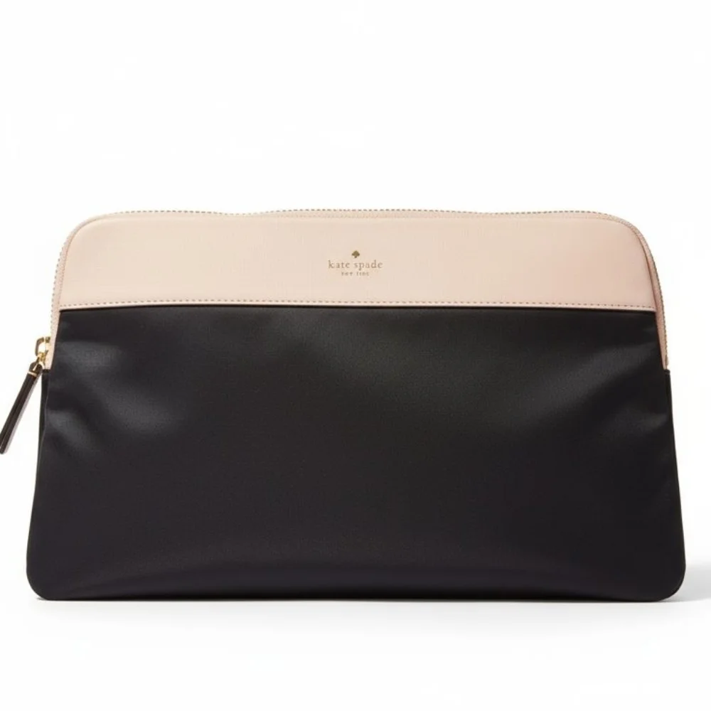 EUC Kate Spade Light Pink & Black Color Block Saffiano Leather Laptop Bag!